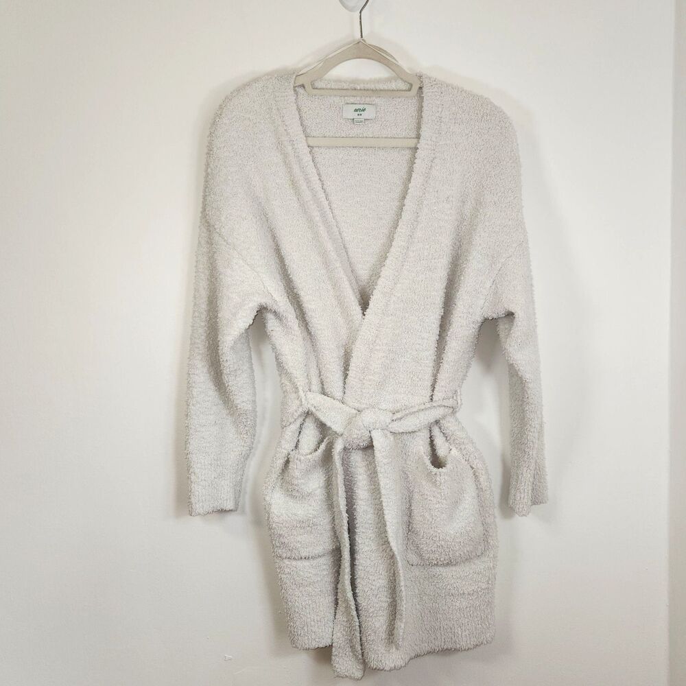 Aerie Women’s Super Soft Teddy Sherpa Fleece Short Robe MEDIUM IVORY